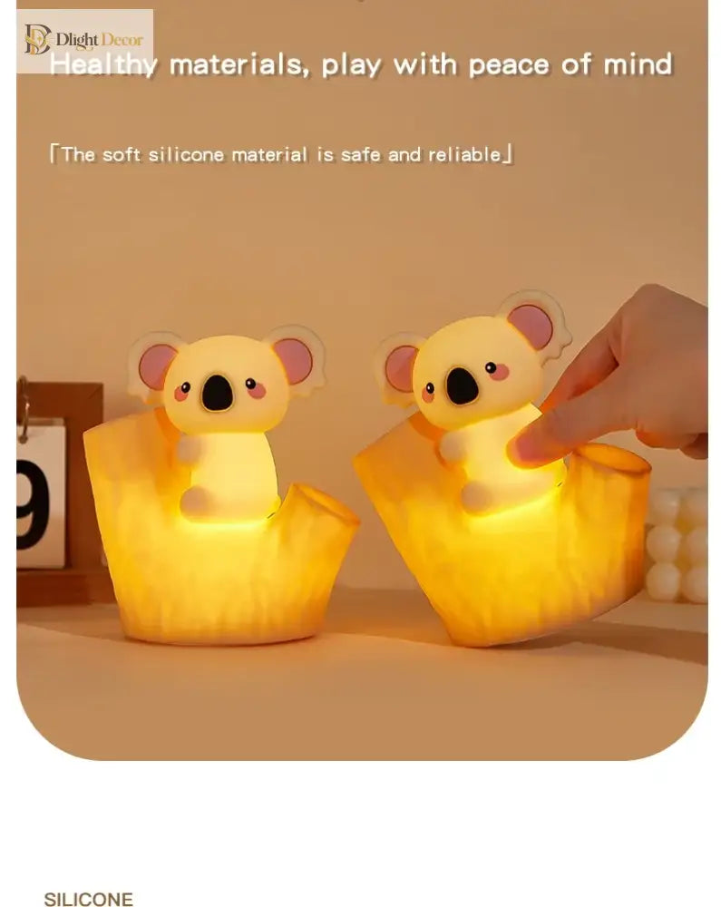 Lumibubs Koala Tree Hollow Night Light, Pat Control Dimmable USB Rechargeable Silicone Lamp - Koala / 16cm - Night Light
