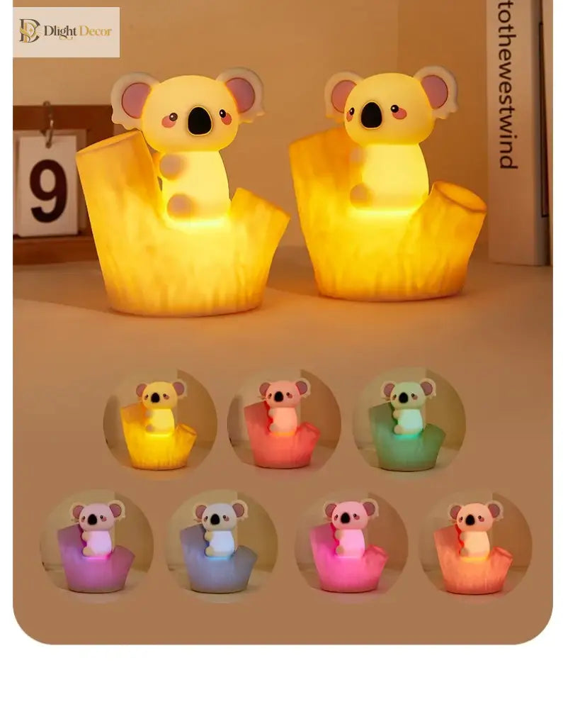 Lumibubs Koala Tree Hollow Night Light, Pat Control Dimmable USB Rechargeable Silicone Lamp - Koala / 16cm - Night Light