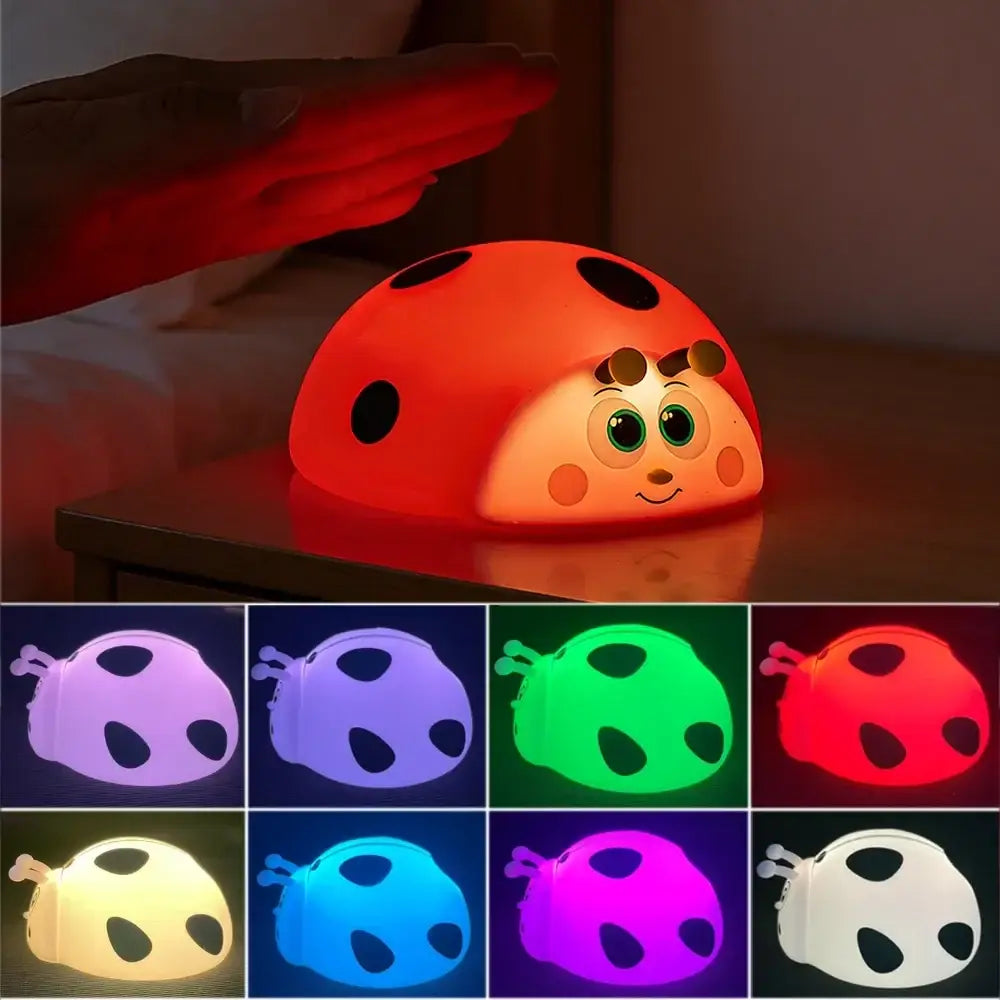 Lumibubs Ladybug Night Light, 8 Colour Touch Control Rechargeable Silicone Kids Lamp - Dimmable - Table Lamp