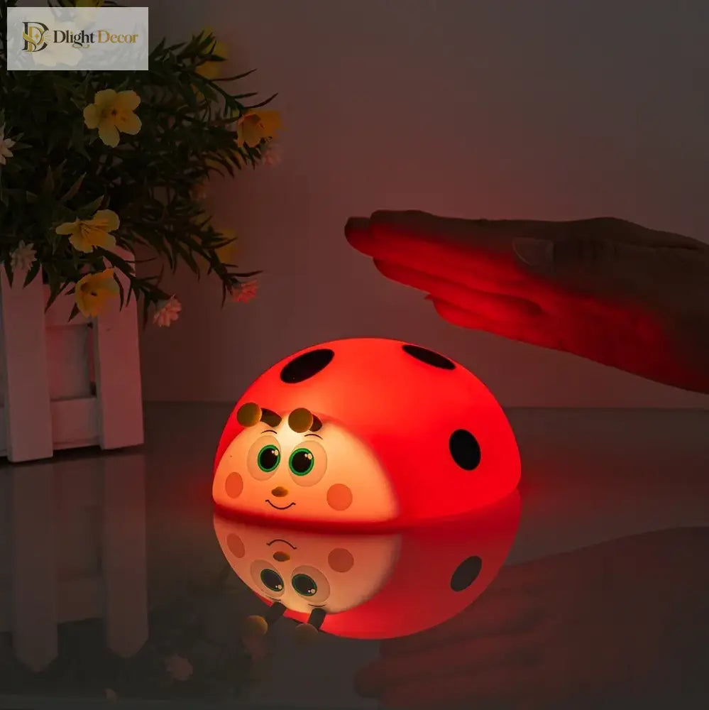 Lumibubs Ladybug Night Light, 8 Colour Touch Control Rechargeable Silicone Kids Lamp - Dimmable - Table Lamp