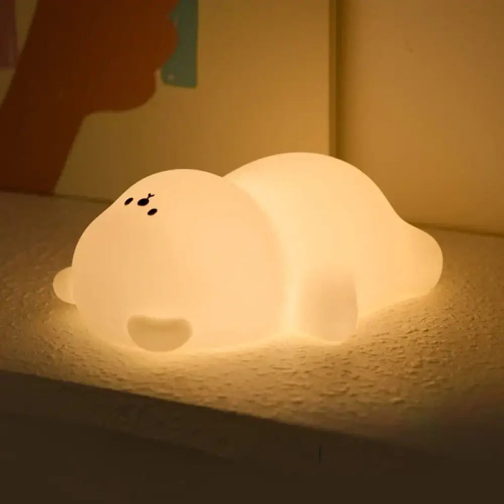 Lumibubs Lazy Bear Silicone Night Light, Touch Tap Rechargeable Atmosphere Lamp for Kids - Lying flat bear - Night Light