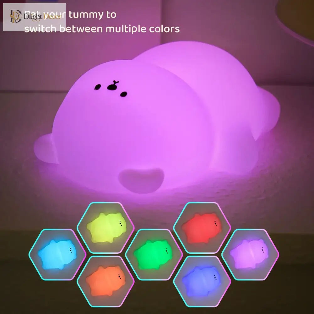 Lumibubs Lazy Bear Silicone Night Light, Touch Tap Rechargeable Atmosphere Lamp for Kids - Lying flat bear - Night Light