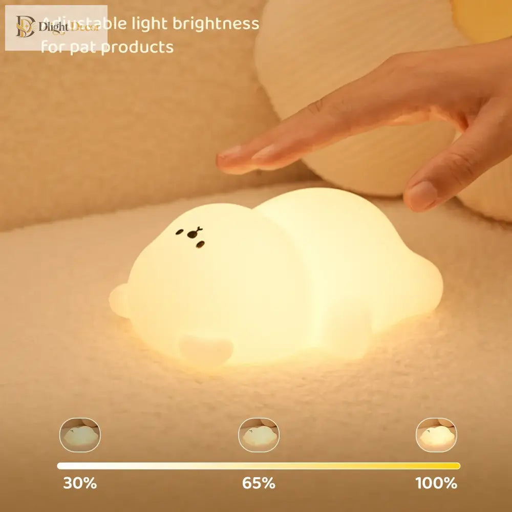 Lumibubs Lazy Bear Silicone Night Light, Touch Tap Rechargeable Atmosphere Lamp for Kids - Lying flat bear - Night Light