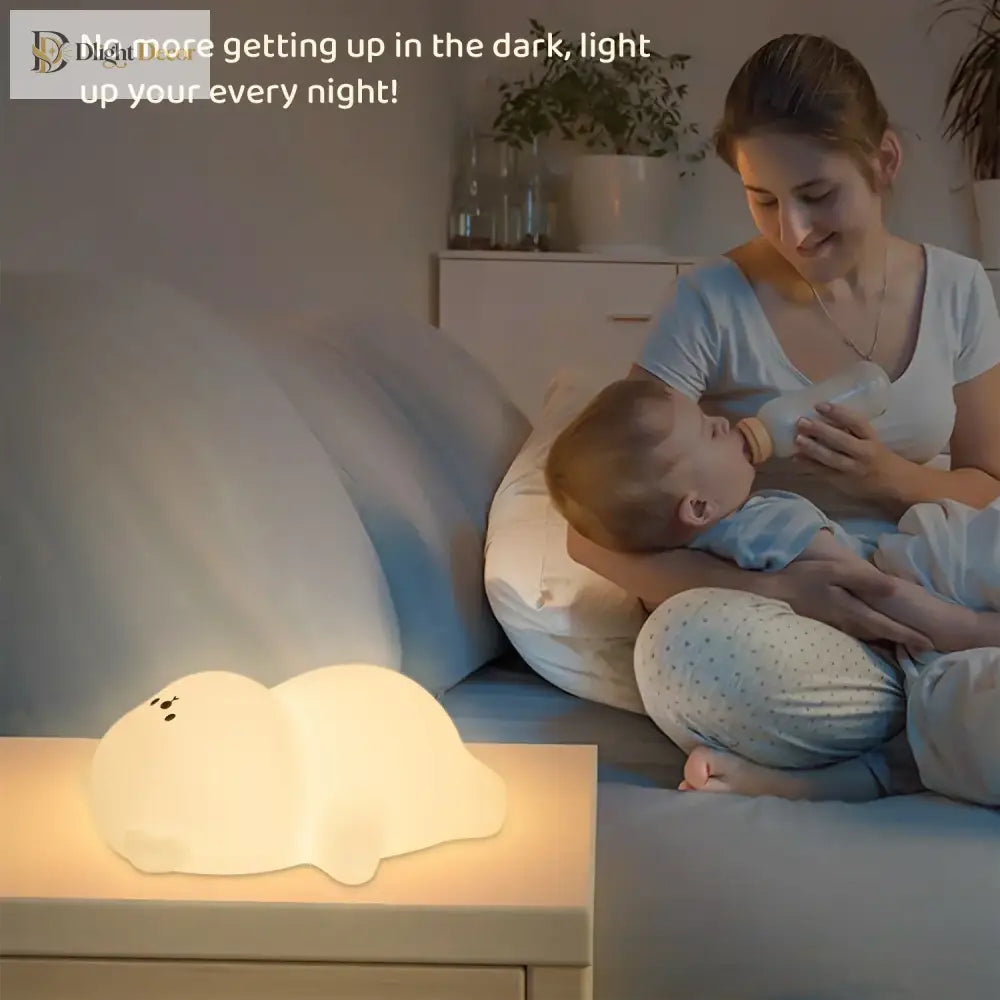 Lumibubs Lazy Bear Silicone Night Light, Touch Tap Rechargeable Atmosphere Lamp for Kids - Lying flat bear - Night Light