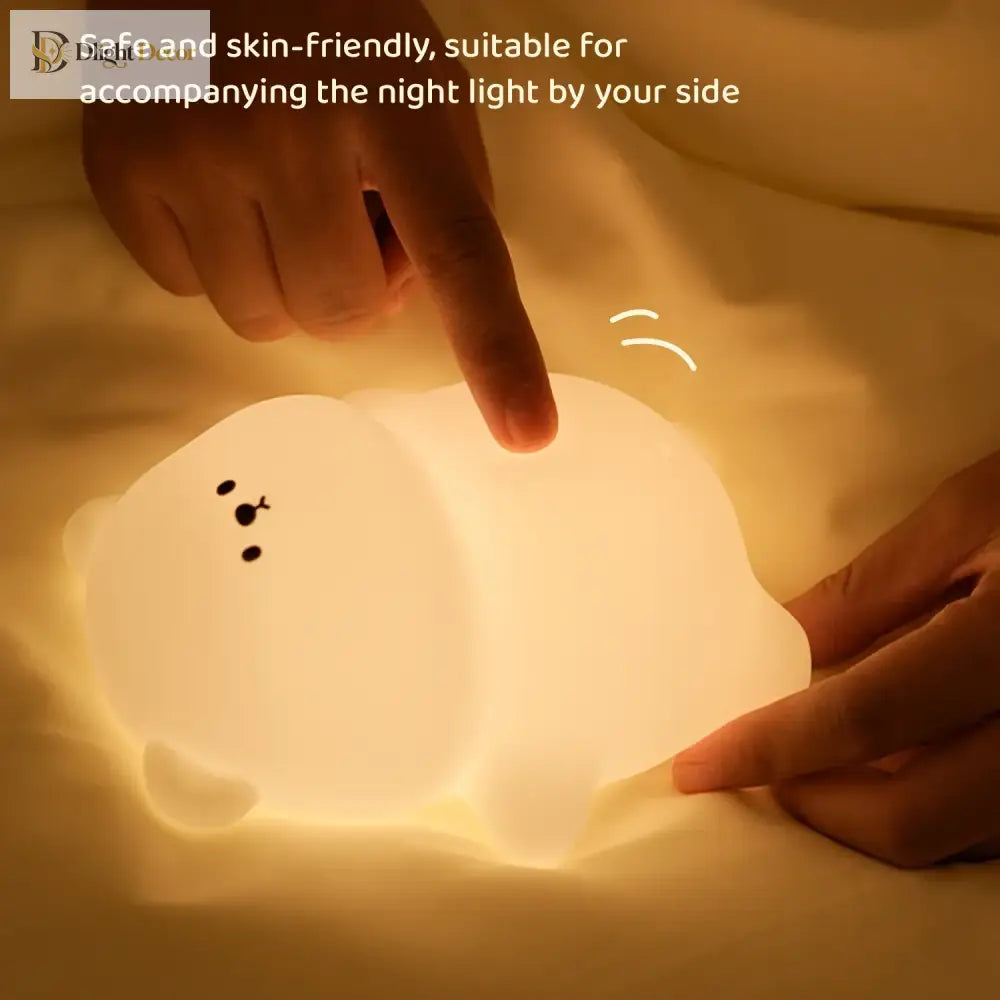 Lumibubs Lazy Bear Silicone Night Light, Touch Tap Rechargeable Atmosphere Lamp for Kids - Lying flat bear - Night Light