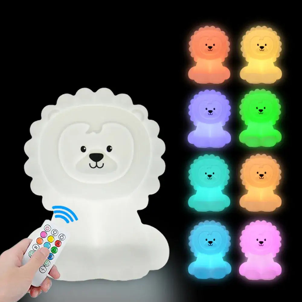 Lumibubs Lion King Night Light, 9 Colour Remote Control Rechargeable Silicone Lamp for Kids - Medium Size - Night Light