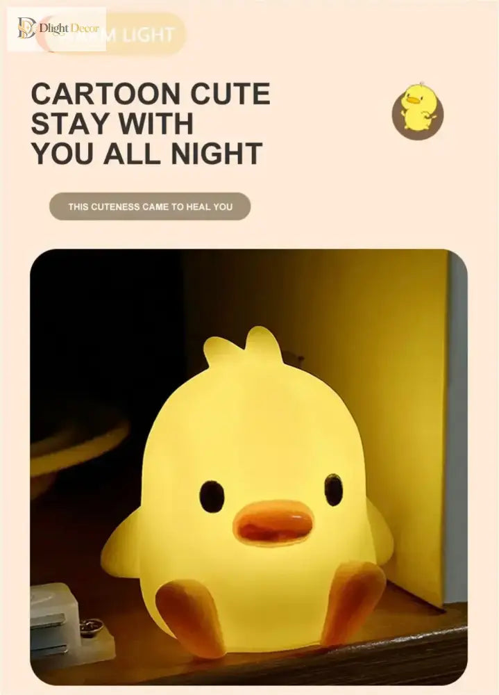Lumibubs Little Yellow Duck Night Light, Cute Silicone Glow Lamp for Kids & Babies - Night Light