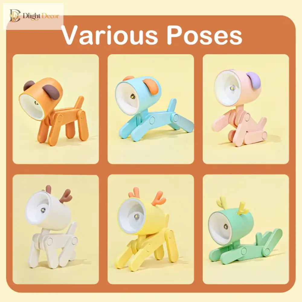 Lumibubs Mini Folding Animal Desk Lamp, Cute Dog & Deer LED Night Light for Kids - Night Light