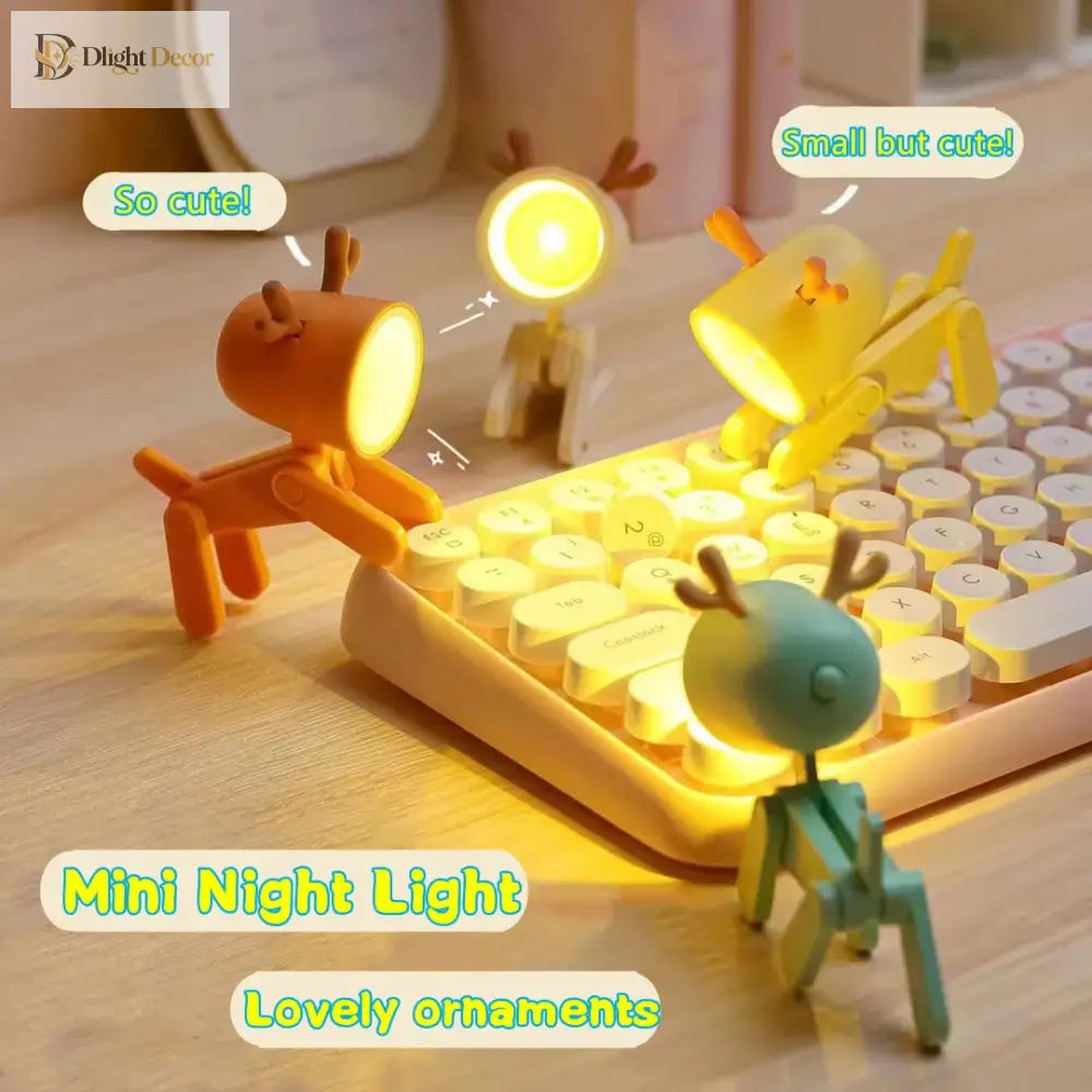 Lumibubs Mini Folding Animal Desk Lamp, Cute Dog & Deer LED Night Light for Kids - Night Light