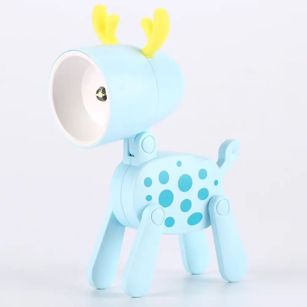 Lumibubs Mini Folding Animal Desk Lamp, Cute Dog & Deer LED Night Light for Kids - B Blue deer - Night Light