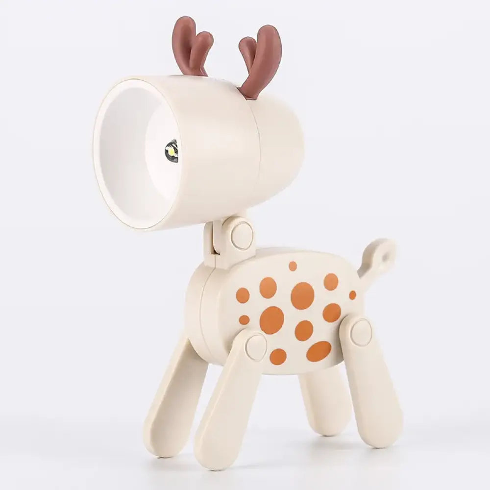 Lumibubs Mini Folding Animal Desk Lamp, Cute Dog & Deer LED Night Light for Kids - B Off white deer - Night Light