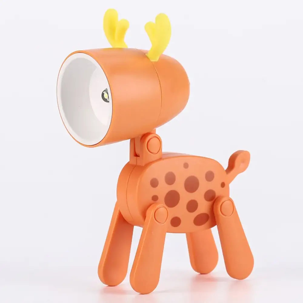 Lumibubs Mini Folding Animal Desk Lamp, Cute Dog & Deer LED Night Light for Kids - B Orange deer - Night Light