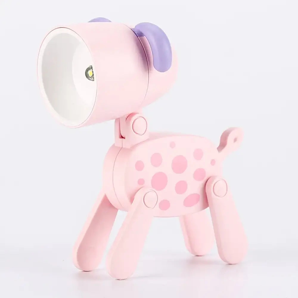 Lumibubs Mini Folding Animal Desk Lamp, Cute Dog & Deer LED Night Light for Kids - B Pink dog - Night Light