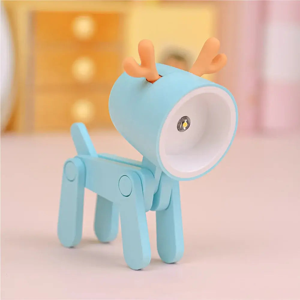 Lumibubs Mini Folding Animal Desk Lamp, Cute Dog & Deer LED Night Light for Kids - Blue deer - Night Light