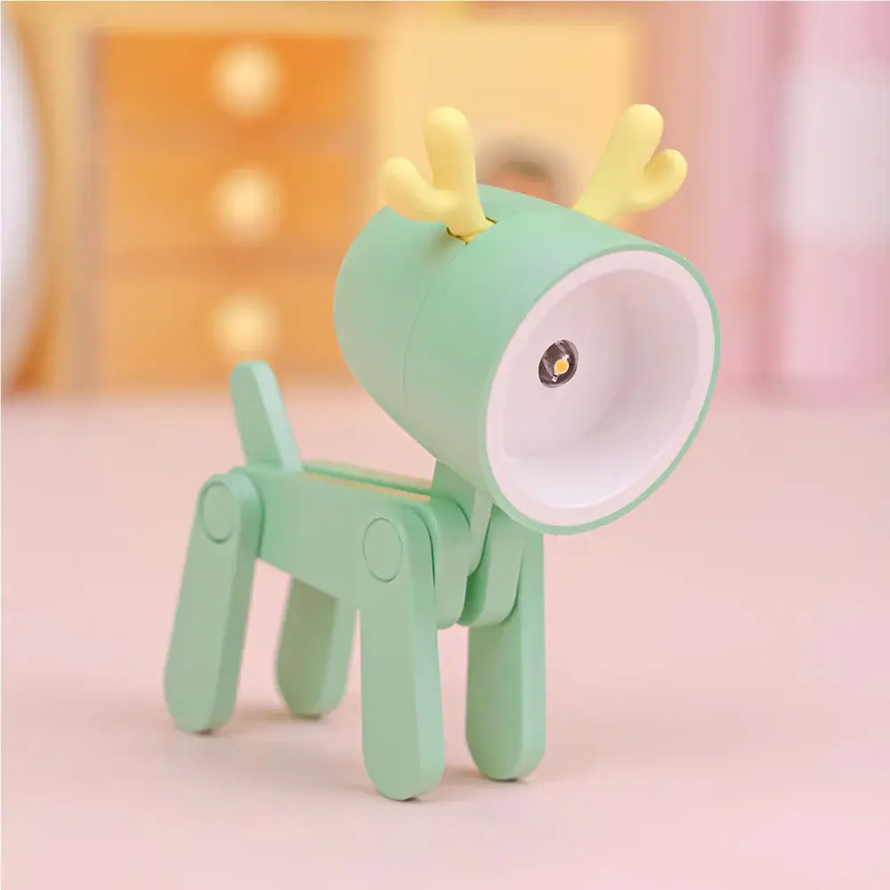 Lumibubs Mini Folding Animal Desk Lamp, Cute Dog & Deer LED Night Light for Kids - Green deer - Night Light