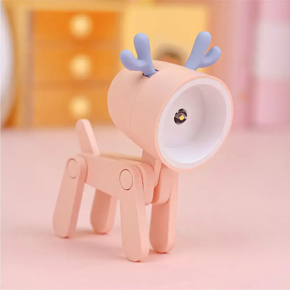 Lumibubs Mini Folding Animal Desk Lamp, Cute Dog & Deer LED Night Light for Kids - Pink deer - Night Light