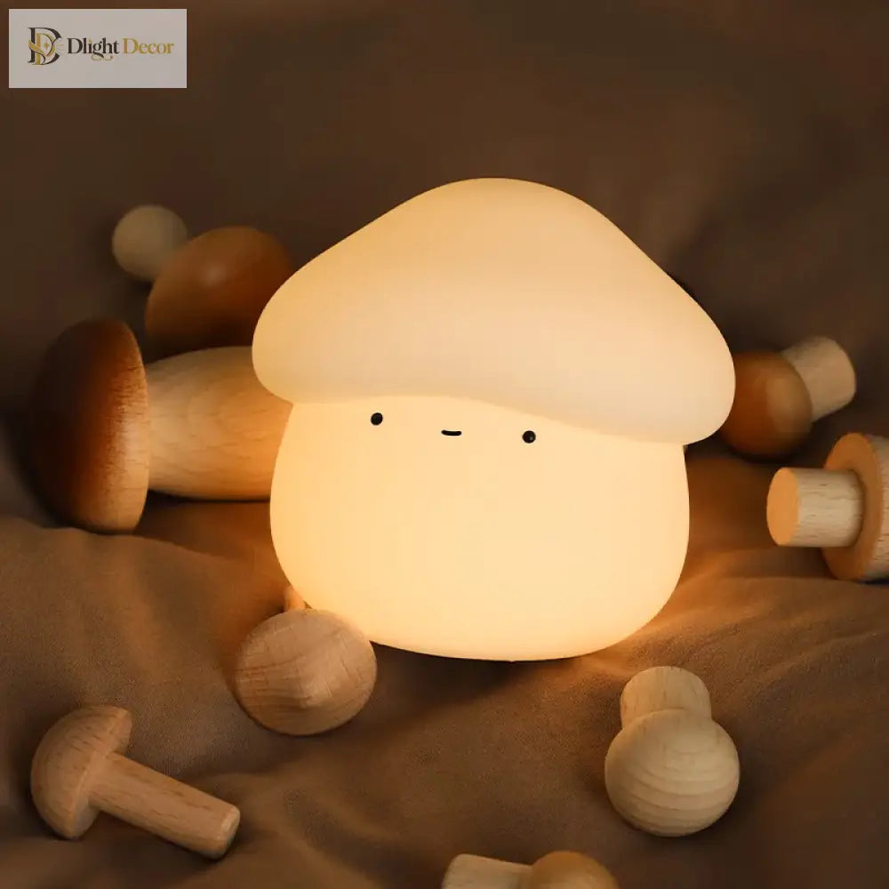 Lumibubs Mushroom Night Light, Touch Dimmable USB Rechargeable Silicone Bedside Lamp - 1pc - Table Lamp