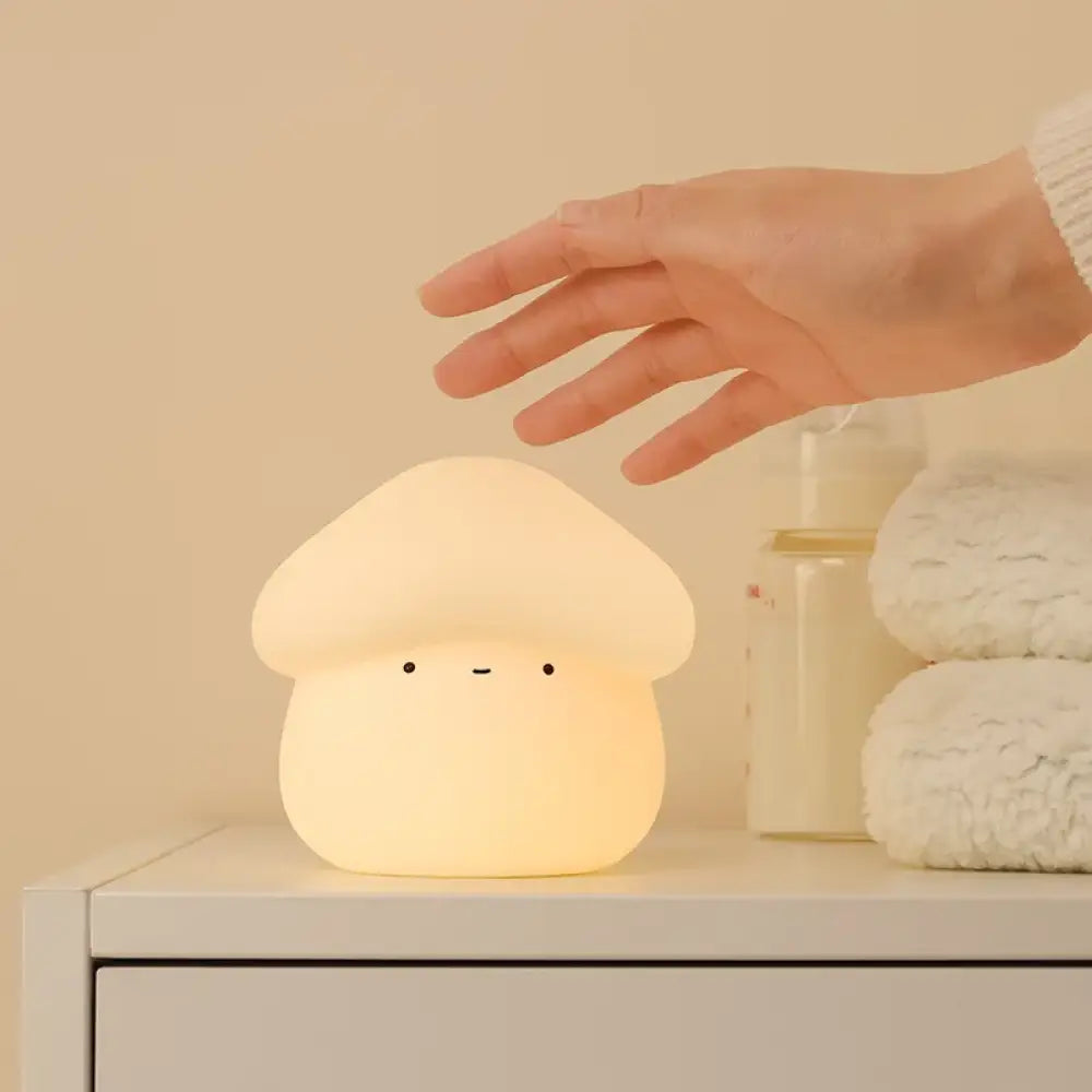 Lumibubs Mushroom Night Light, Touch Dimmable USB Rechargeable Silicone Bedside Lamp - 1pc - Table Lamp
