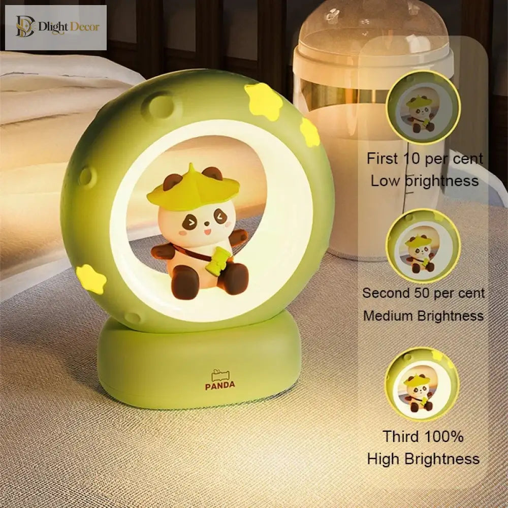 Lumibubs Panda Astronaut Night Light, 3-Level Dimmable USB Rechargeable Kids Bedside Lamp - Night Light