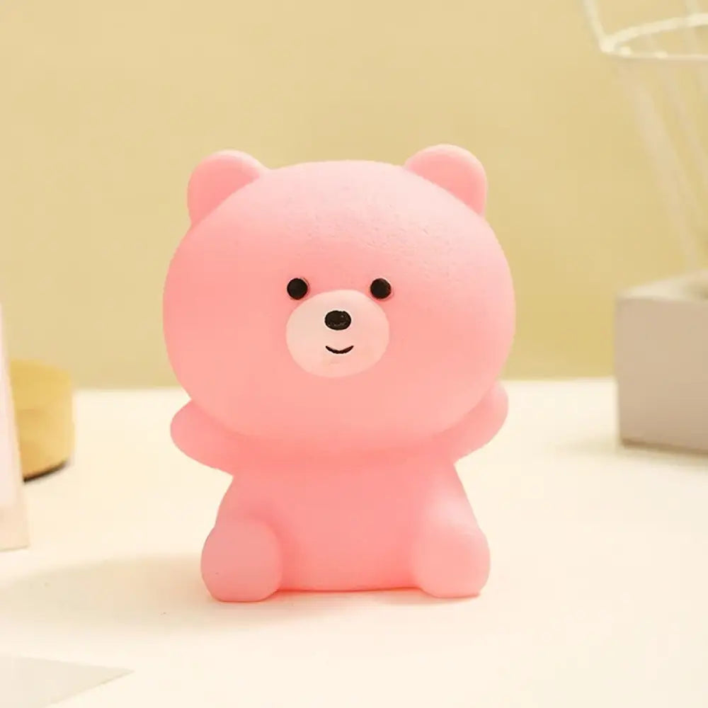 Lumibubs Pastel Bear Vinyl Night Light, Tap Control Colour Changing LED Lamp for Kids - Pink - Night Light