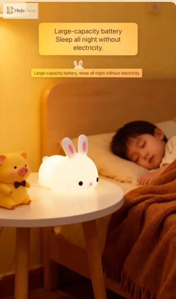Lumibubs Rainbow Bunny Night Light, 7 Colour RGB Silicone Touch Lamp for Babies & Kids - Rabbit light - Night Light