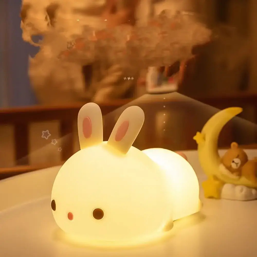 Lumibubs Rainbow Bunny Night Light, 7 Colour RGB Silicone Touch Lamp for Babies & Kids - Rabbit light - Night Light