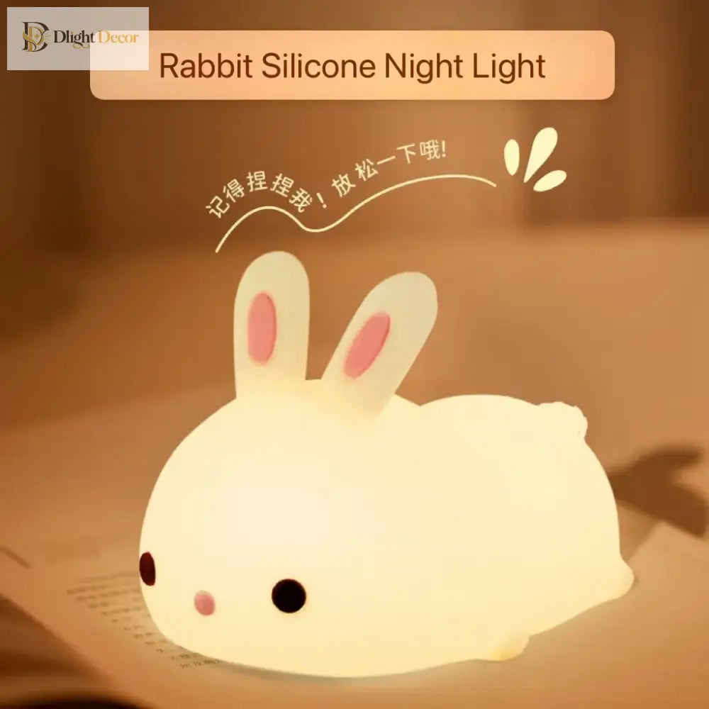 Lumibubs Rainbow Bunny Night Light, 7 Colour RGB Silicone Touch Lamp for Babies & Kids - Rabbit light - Night Light