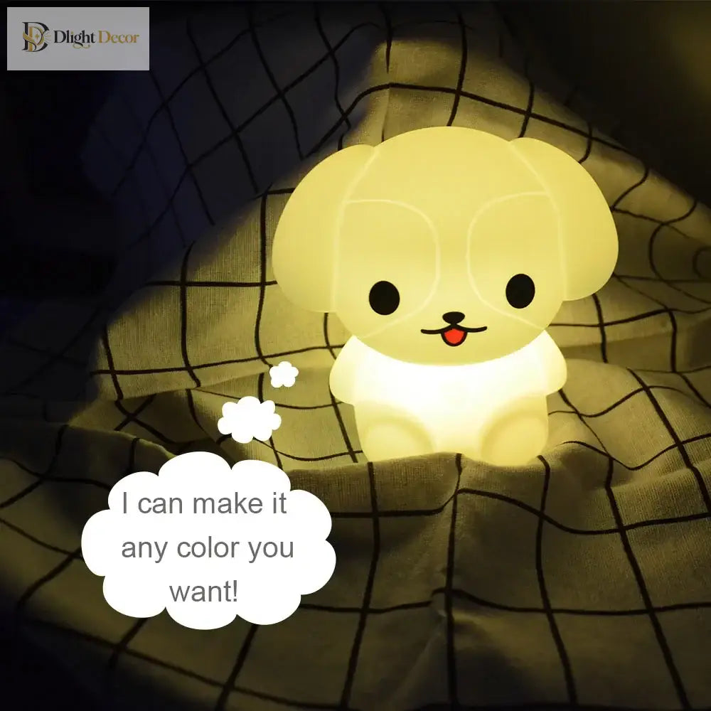 Lumibubs Rainbow Puppy Night Light, 9 Colour Remote Control Rechargeable Silicone Dog Lamp - Night Light