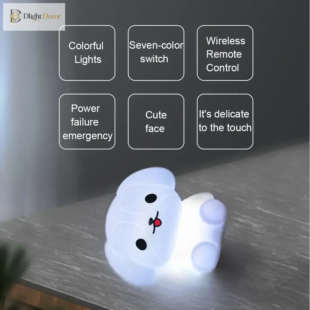 Lumibubs Rainbow Puppy Night Light, 9 Colour Remote Control Rechargeable Silicone Dog Lamp - Night Light