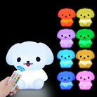 Lumibubs Rainbow Puppy Night Light, 9 Colour Remote Control Rechargeable Silicone Dog Lamp - Medium Size / With Remote