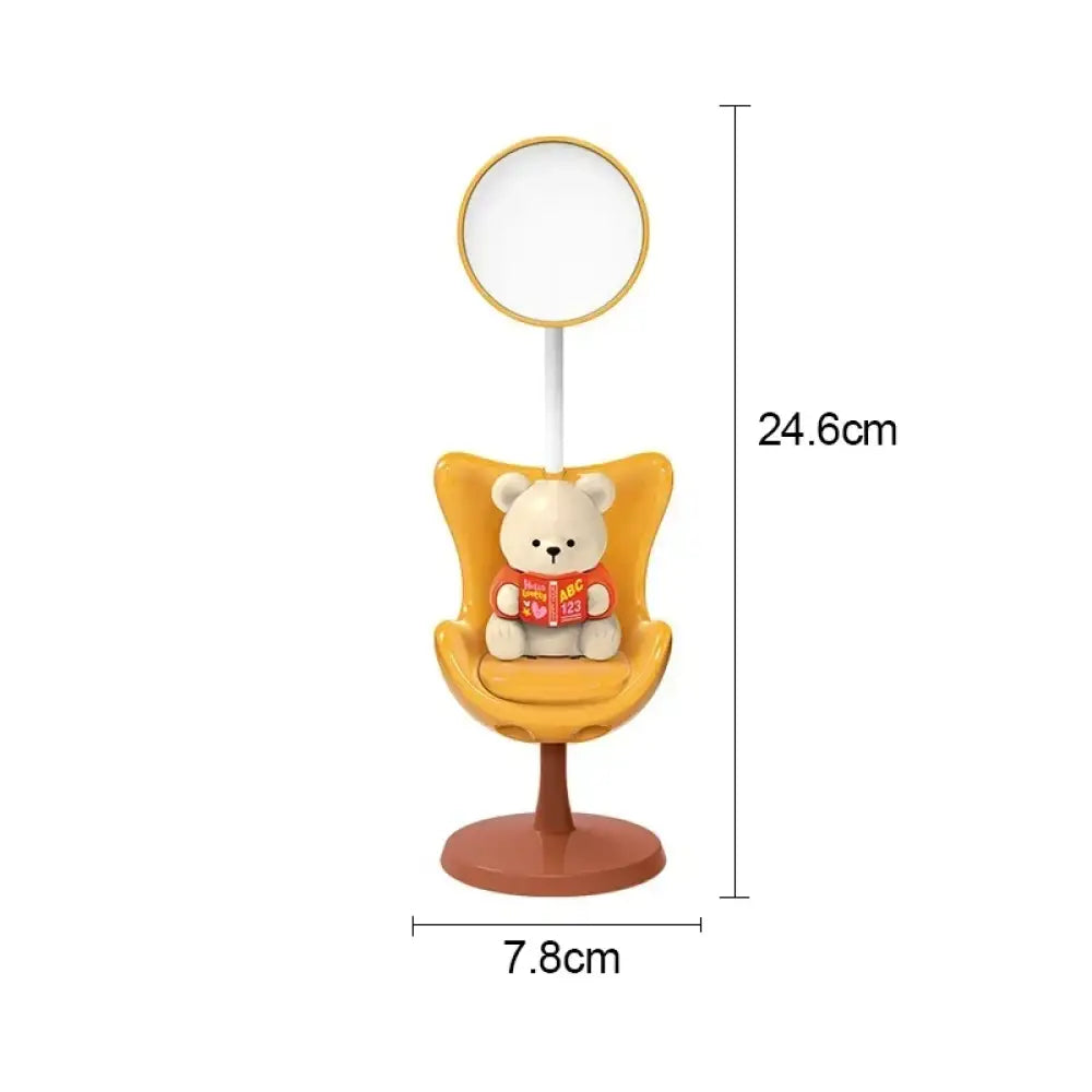 Lumibubs Reading Bear Desk Lamp, 3-Level Dimming Study Light with Phone Holder for Kids - Brown - Night Light
