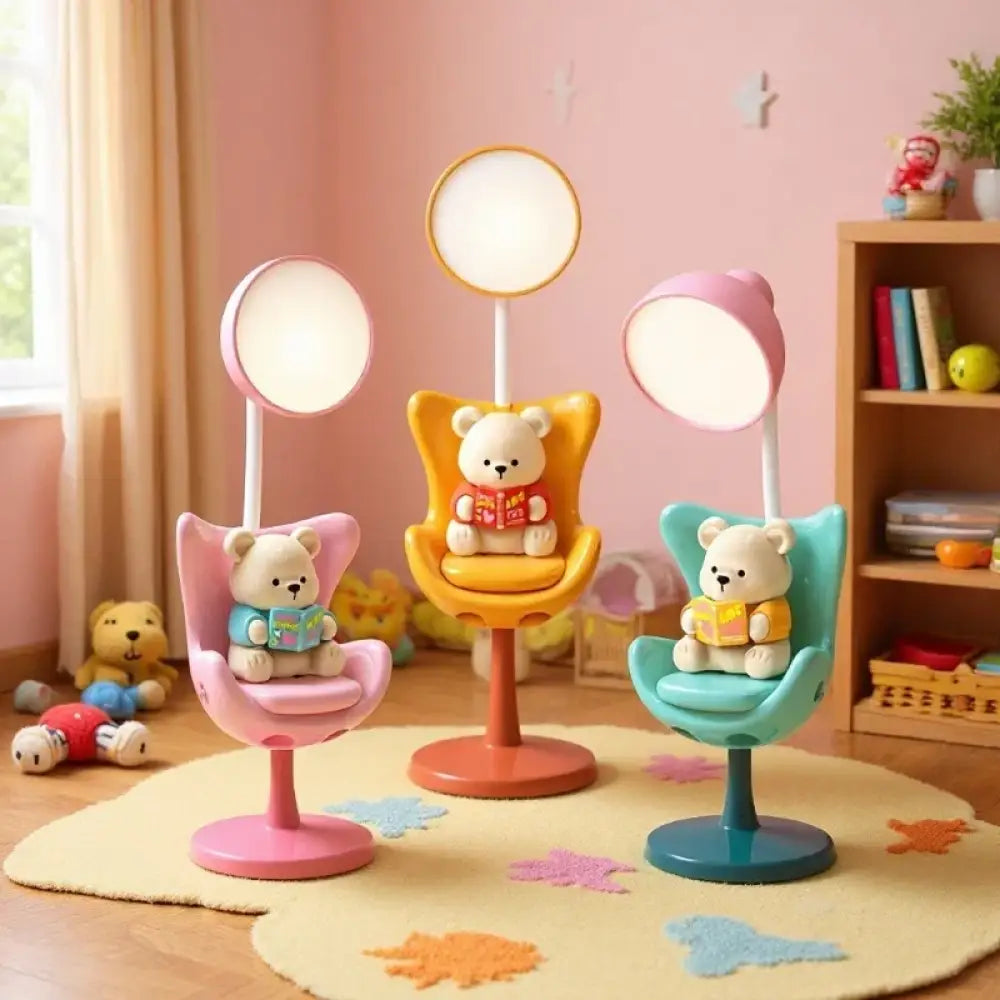 Lumibubs Reading Bear Desk Lamp, 3-Level Dimming Study Light with Phone Holder for Kids - Night Light