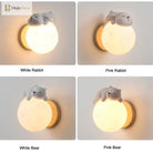 Lumibubs Sleeping Bear Moon Wall Lamp, Premium Resin & Wood Kids Bedroom Sconce - wall Lamp