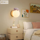 Lumibubs Sleeping Bear Moon Wall Lamp, Premium Resin & Wood Kids Bedroom Sconce - wall Lamp