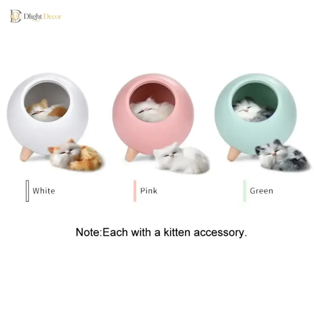 Lumibubs Sleeping Cat Egg House Night Light, Touch Control USB Rechargeable Atmosphere Lamp - Night Light