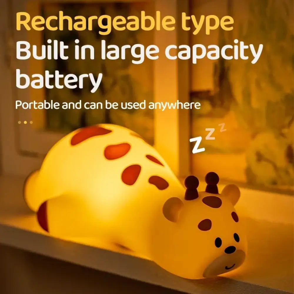 Lumibubs Sleeping Giraffe Night Light, 3-Level Touch Sensor Rechargeable Silicone Kids Lamp - giraffe - Night Light
