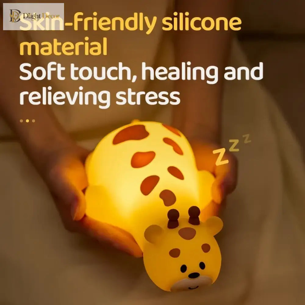 Lumibubs Sleeping Giraffe Night Light, 3-Level Touch Sensor Rechargeable Silicone Kids Lamp - Night Light