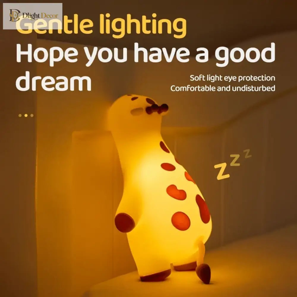 Lumibubs Sleeping Giraffe Night Light, 3-Level Touch Sensor Rechargeable Silicone Kids Lamp - Night Light