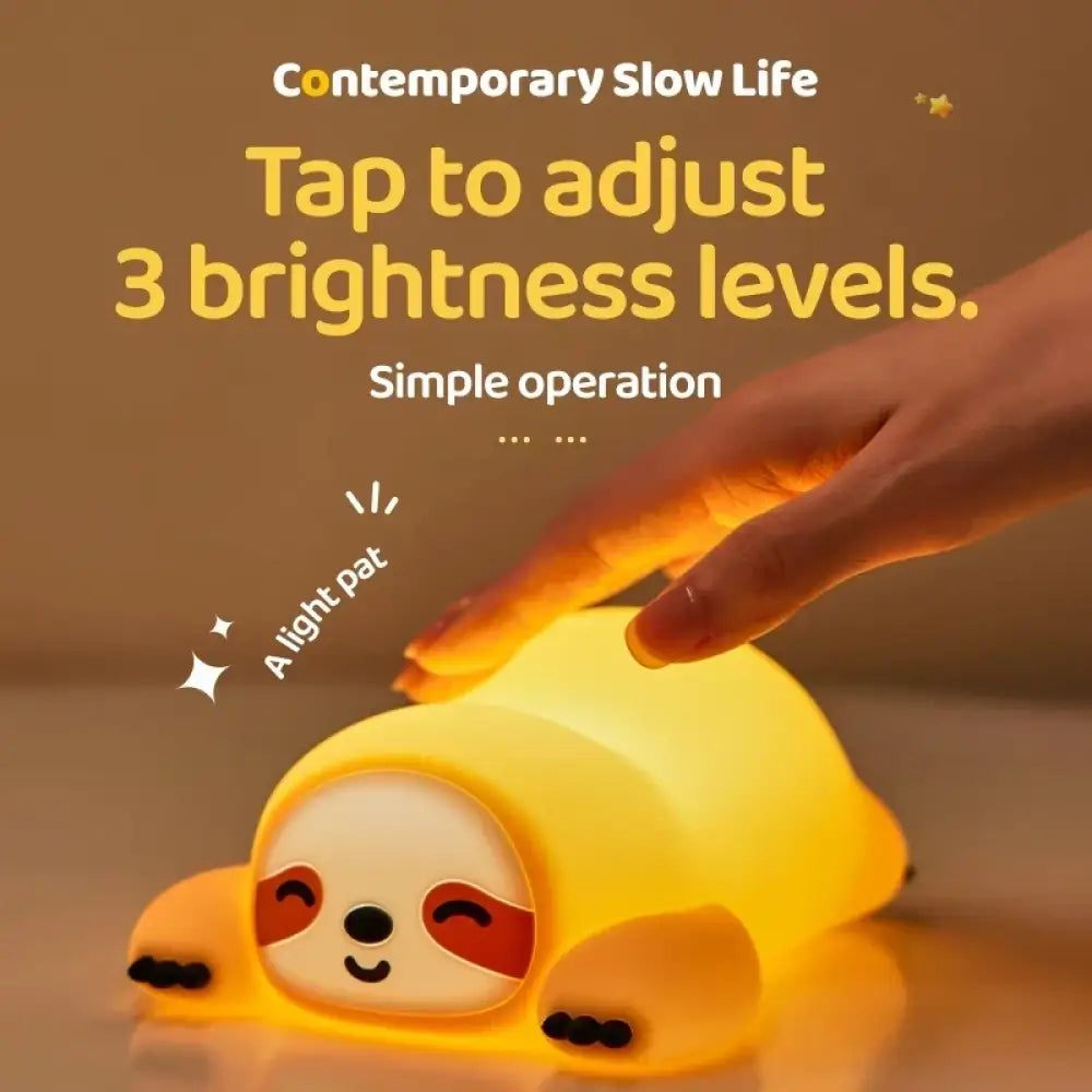 Lumibubs Sleeping Giraffe Night Light, 3-Level Touch Sensor Rechargeable Silicone Kids Lamp - sloth - Night Light