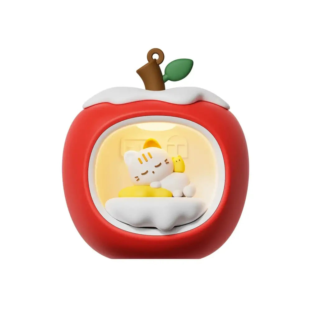 Lumibubs Sleepy Cat Apple House Night Light, Touch Control USB Rechargeable Atmosphere Lamp - B - Night Light