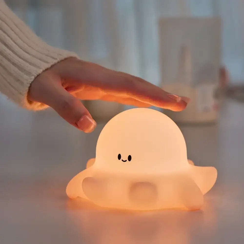Lumibubs Sleepy Panda Night Light, Pat Control Rechargeable Silicone Bedside Lamp - Baby Octopus - Night Light