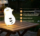 Lumibubs Sleepy Raccoon Night Light, 3-Level Touch Dimmable Rechargeable Silicone Lamp - WHITE / United States