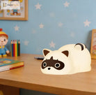 Lumibubs Sleepy Raccoon Night Light, 3-Level Touch Dimmable Rechargeable Silicone Lamp - WHITE / United States