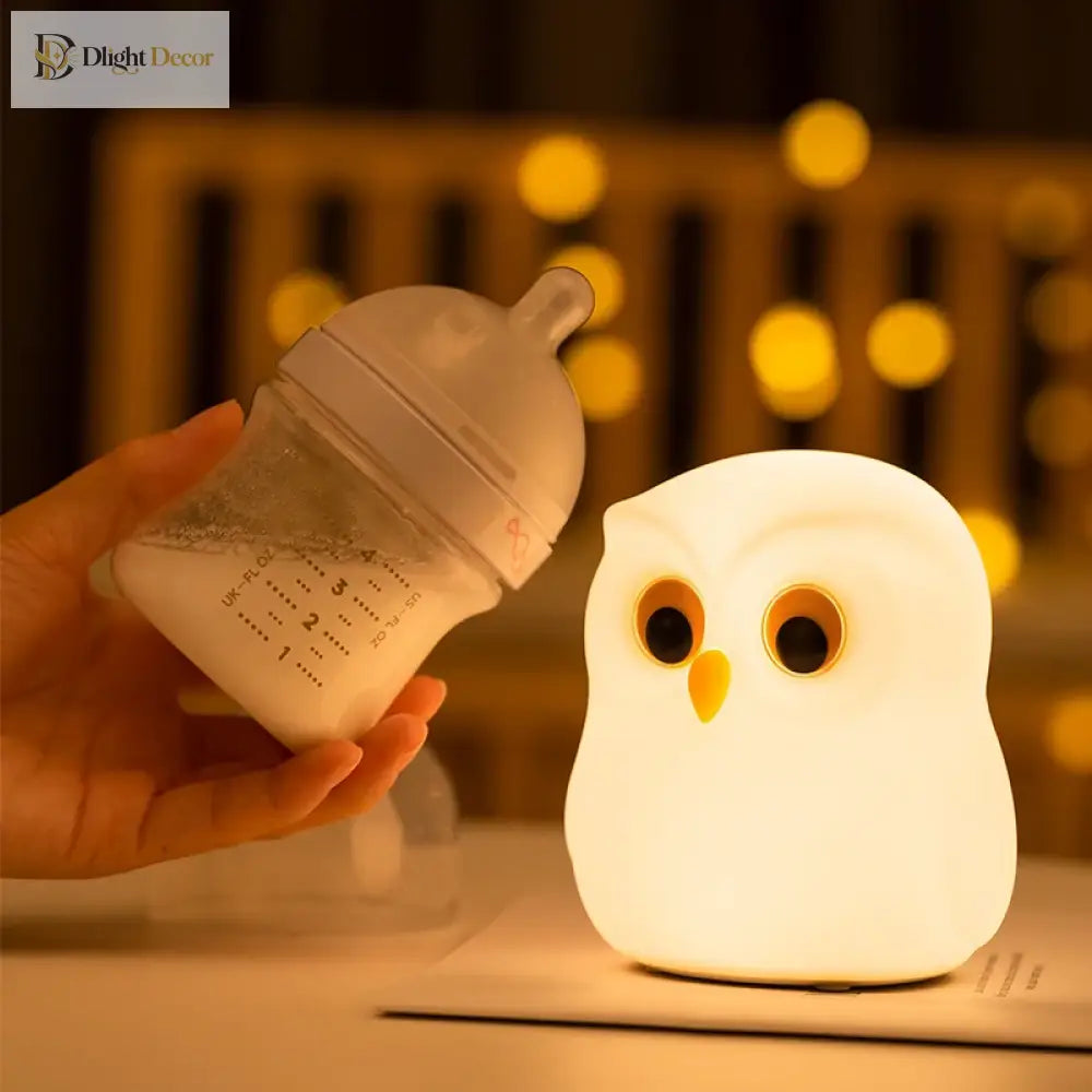 Lumibubs Wise Owl Night Light, RGB Colour Changing Touch Rechargeable Silicone Kids Lamp - Table Lamp
