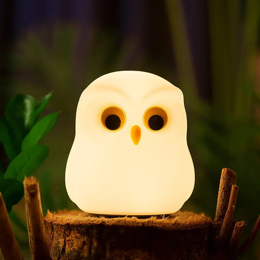 Lumibubs Wise Owl Night Light, RGB Colour Changing Touch Rechargeable Silicone Kids Lamp - Table Lamp