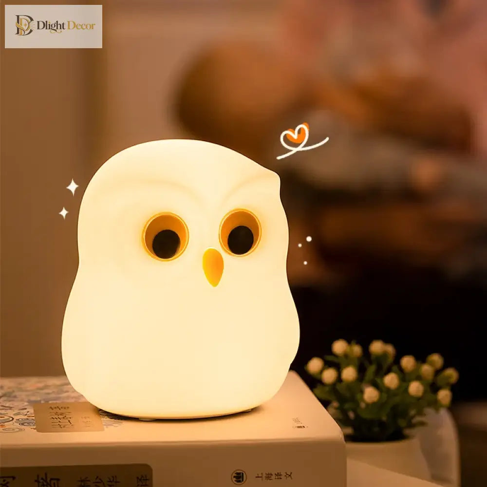 Lumibubs Wise Owl Night Light, RGB Colour Changing Touch Rechargeable Silicone Kids Lamp - Table Lamp
