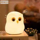 Lumibubs Wise Owl Night Light, RGB Colour Changing Touch Rechargeable Silicone Kids Lamp - Table Lamp