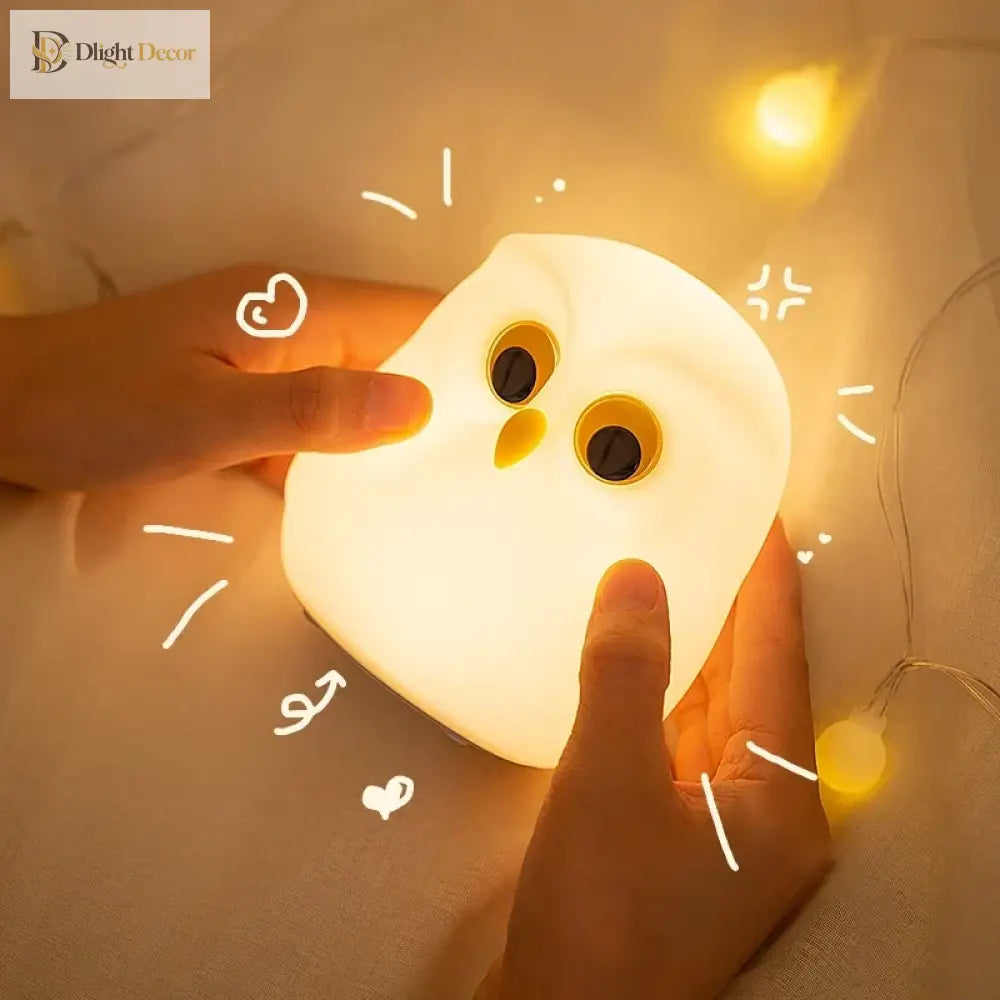 Lumibubs Wise Owl Night Light, RGB Colour Changing Touch Rechargeable Silicone Kids Lamp - Table Lamp