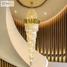 Luxurious Interior Hall Stairwell Golden Chandelier - Modern Elegance With Clean Crystal Ball
