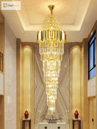 Luxurious Interior Hall Stairwell Golden Chandelier - Modern Elegance With Clean Crystal Ball